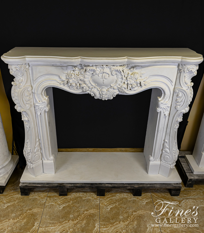 Marble Fireplaces  - Regal Rococo Marble Fireplace Mantel - MFP-2470